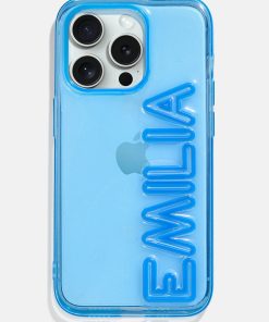 Fine Line Custom iPhone Case - Transparent Blue/Blue