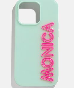 Fine Line Custom iPhone Case - Mint/Hot Pink