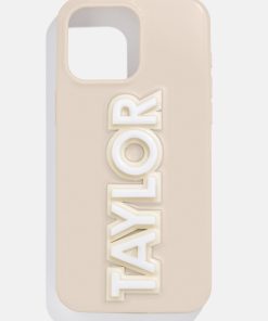 Block Font Custom iPhone Case - Beige/White
