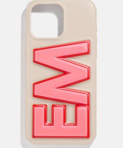 Block Font Custom iPhone Case - Beige/Pink