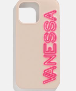 Fine Line Custom iPhone Case - Beige/Hot Pink