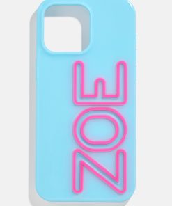 Fine Line Custom iPhone Case - Light Blue/Hot Pink