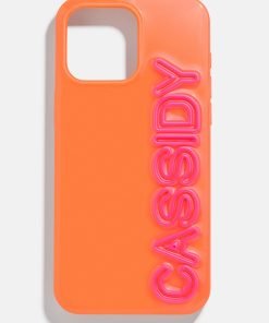 Fine Line Custom iPhone Case - Orange/Hot Pink