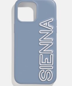 Fine Line Custom iPhone Case - Slate Blue/White