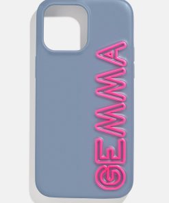 Fine Line Custom iPhone Case - Slate Blue/Hot Pink