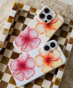 Hibiscus Flower Blue Printed Phone Cases by BG. Studio - The Dairy