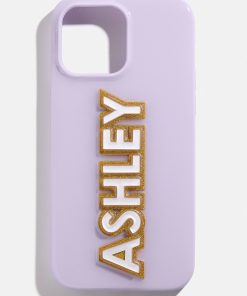 Block Font Custom iPhone Case - Lavender/White