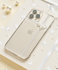 Clear Pearl Bow Phone Case