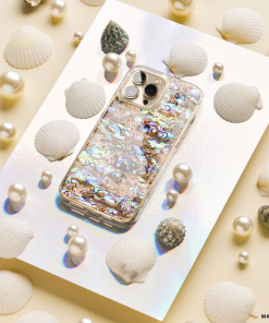 A shiny, holographic phone case named 