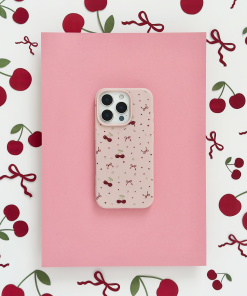 Ditsy Bows & Cherries Phone Case - Pink