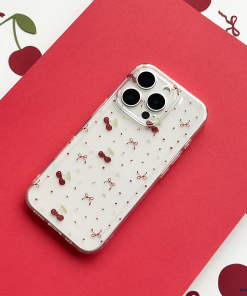 Clear Phone Case - Ditsy Bows & Cherries