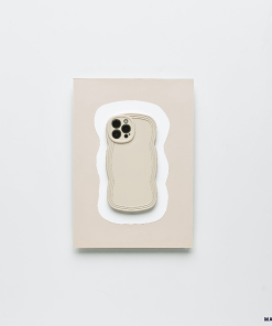 A minimalist, lightweight NAKD Curvy Phone Case - Vanilla by Coconut Lane in a neutral beige color is placed on a matching beige rectangular card against a white background. The case has cutouts for the camera and buttons, and its edges are subtly contoured for highly protective functionality.