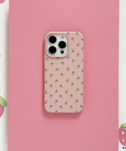 Ditsy Strawberries Phone Case - Powder Pink