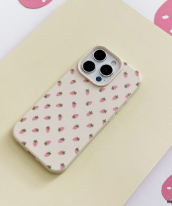 Ditsy Strawberries Phone Case - Soft White