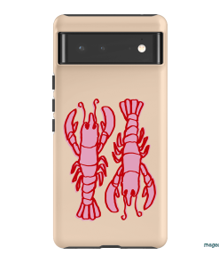 Lobster Love Peach Printed Phone Cases Google Pixel 6 / Armoured by The Dairy - The Dairy