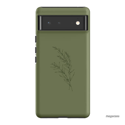 Khaki Wattle Printed Phone Cases Google Pixel 6 / Armoured by Typoflora - The Dairy