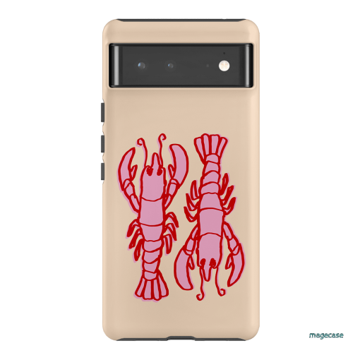 Lobster Love Peach Printed Phone Cases Google Pixel 6 Pro / Armoured by The Dairy - The Dairy