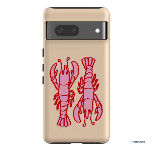 Lobster Love Peach Printed Phone Cases Google Pixel 7 / Armoured by The Dairy - The Dairy