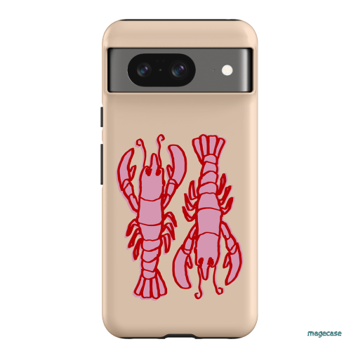 Lobster Love Peach Printed Phone Cases Google Pixel 8 / Armoured by The Dairy - The Dairy