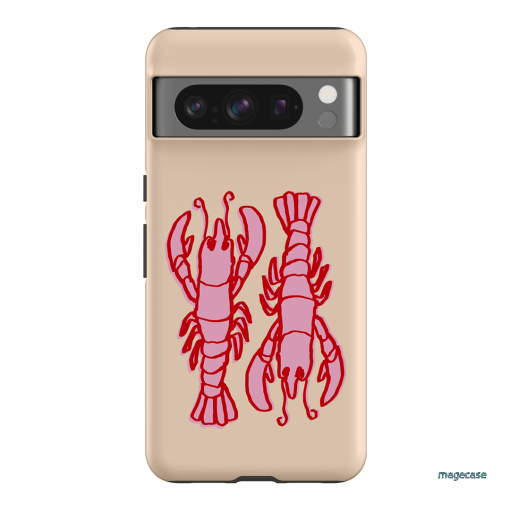 Lobster Love Peach Printed Phone Cases Google Pixel 8 Pro / Armoured by The Dairy - The Dairy