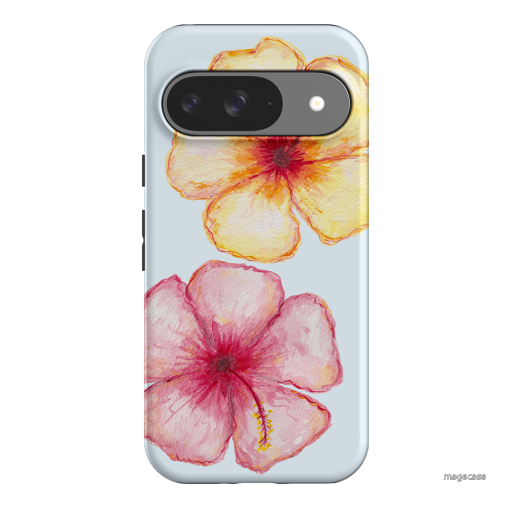 Hibiscus Flower Blue Printed Phone Cases Google Pixel 9 / Armoured by BG. Studio - The Dairy