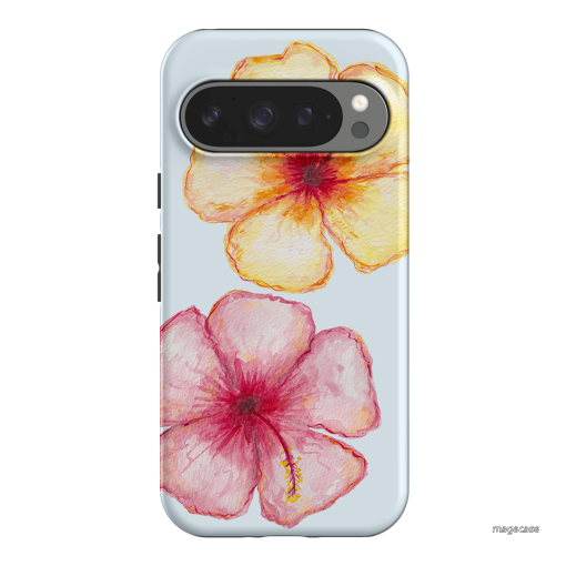 Hibiscus Flower Blue Printed Phone Cases Google Pixel 9 Pro / Armoured by BG. Studio - The Dairy
