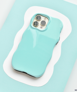 Shine Gloss Wavy Tough Phone Case - Powder Blue