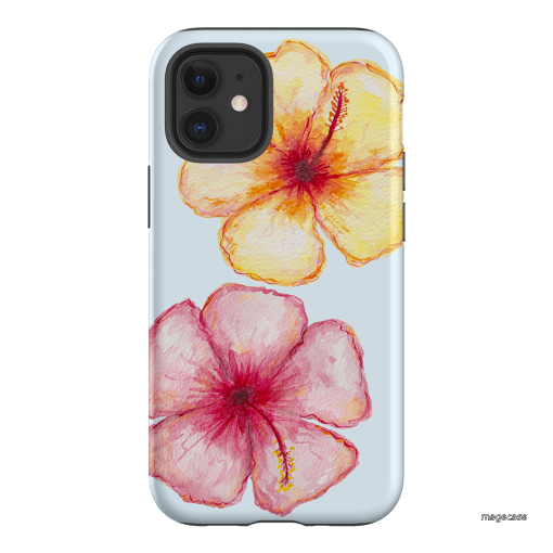 Hibiscus Flower Blue Printed Phone Cases iPhone 12 Mini / Armoured by BG. Studio - The Dairy