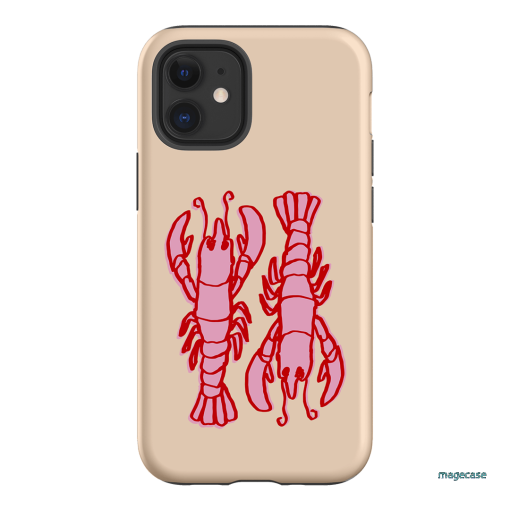Lobster Love Peach Printed Phone Cases iPhone 12 Mini / Armoured by The Dairy - The Dairy