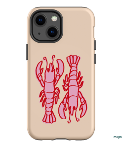 Lobster Love Peach Printed Phone Cases iPhone 13 Mini / Armoured by The Dairy - The Dairy