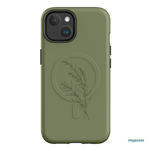 Khaki Wattle Printed Phone Cases iPhone 14 / Armoured MagSafe by Typoflora - The Dairy