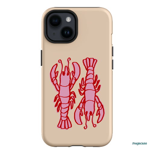 Lobster Love Peach Printed Phone Cases iPhone 14 / Armoured by The Dairy - The Dairy