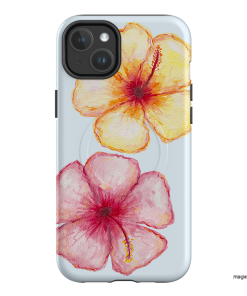 Hibiscus Flower Blue Printed Phone Cases iPhone 14 Plus / Armoured MagSafe by BG. Studio - The Dairy