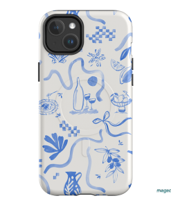 Mediterranean Wave Printed Phone Cases iPhone 14 Plus / Armoured MagSafe by Charlie Taylor - The Dairy