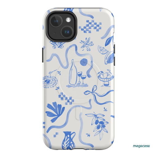 Mediterranean Wave Printed Phone Cases iPhone 14 Plus / Armoured MagSafe by Charlie Taylor - The Dairy