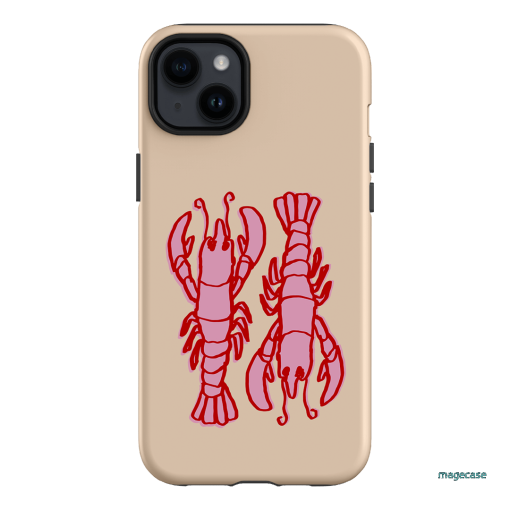 Lobster Love Peach Printed Phone Cases iPhone 14 Plus / Armoured by The Dairy - The Dairy