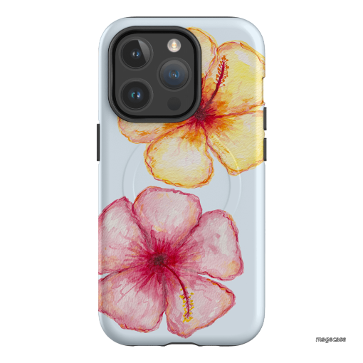 Hibiscus Flower Blue Printed Phone Cases iPhone 14 Pro / Armoured MagSafe by BG. Studio - The Dairy