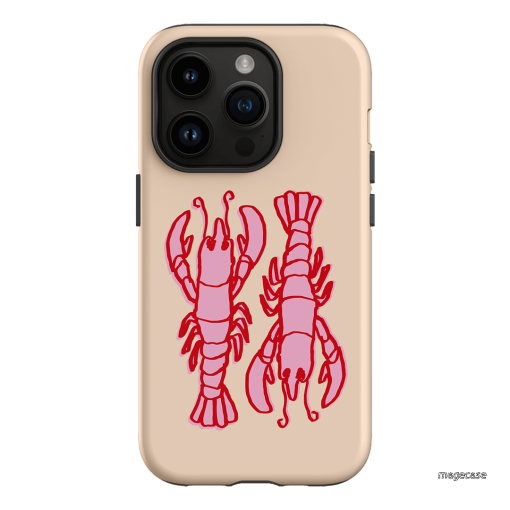 Lobster Love Peach Printed Phone Cases iPhone 14 Pro / Armoured by The Dairy - The Dairy