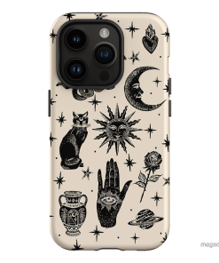 Astro Flash Beige Printed Phone Cases iPhone 14 Pro / Armoured by Veronica Tucker - The Dairy