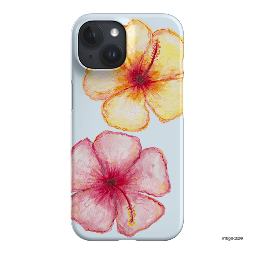 Hibiscus Flower Blue Printed Phone Cases iPhone 15 / Snap by BG. Studio - The Dairy
