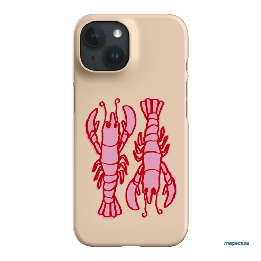 Lobster Love Peach Printed Phone Cases iPhone 15 / Snap by The Dairy - The Dairy