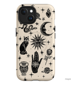 Astro Flash Beige Printed Phone Cases iPhone 15 / Armoured MagSafe by Veronica Tucker - The Dairy