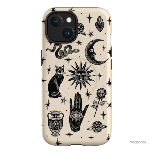 Astro Flash Beige Printed Phone Cases iPhone 15 / Armoured MagSafe by Veronica Tucker - The Dairy