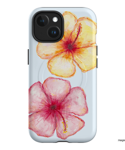 Hibiscus Flower Blue Printed Phone Cases iPhone 15 / Armoured MagSafe by BG. Studio - The Dairy