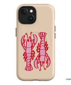 Lobster Love Peach Printed Phone Cases iPhone 15 / Armoured MagSafe by The Dairy - The Dairy