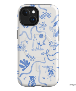 Mediterranean Wave Printed Phone Cases iPhone 15 / Armoured MagSafe by Charlie Taylor - The Dairy