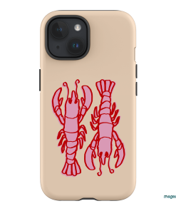 Lobster Love Peach Printed Phone Cases iPhone 15 / Armoured by The Dairy - The Dairy
