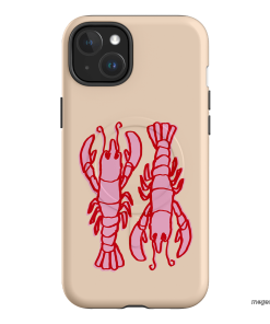 Lobster Love Peach Printed Phone Cases iPhone 15 Plus / Armoured MagSafe by The Dairy - The Dairy