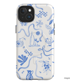 Mediterranean Wave Printed Phone Cases iPhone 15 Plus / Armoured MagSafe by Charlie Taylor - The Dairy