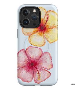 Hibiscus Flower Blue Printed Phone Cases iPhone 15 Pro Max / Armoured MagSafe by BG. Studio - The Dairy